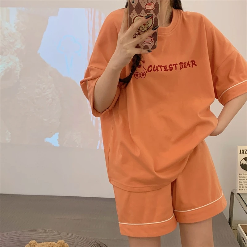 Summer casual Women's Pajamas Set O-Neck T shirt & Shorts Sleepwear 2 Pieces sets pajama for girl letter printing Youth Homewear
Summer casual Women's Pajamas Set O-Neck T shirt & Shorts Sleepwear 2 Pieces sets pajama for girl letter printing Youth Homewear