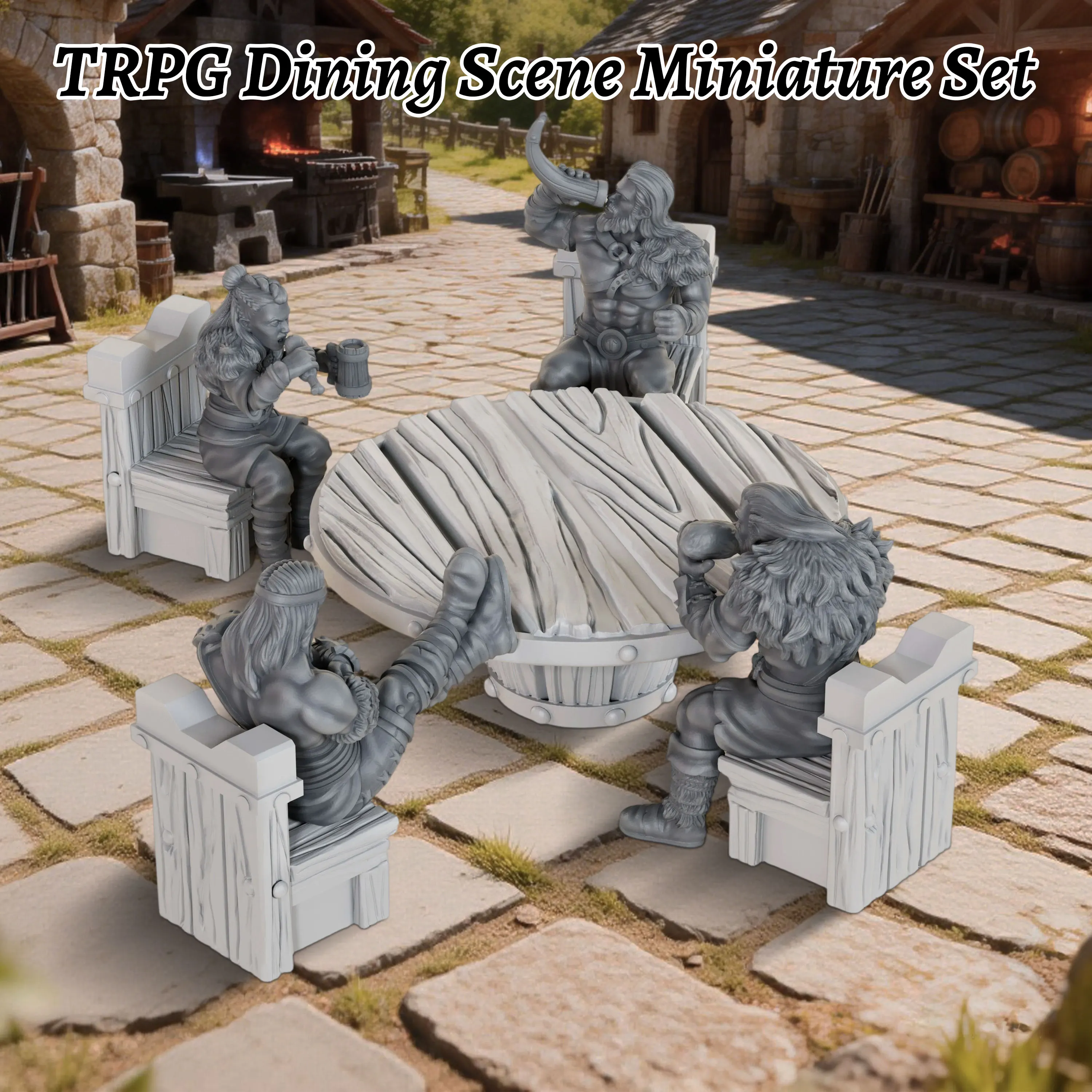 Fantasy Dining Scene Miniature Set – Medieval Feast Figures for Tabletop Role-Playing, Gift for Viking Halls & Lively Taverns
Fantasy Dining Scene Miniature Set – Medieval Feast Figures for Tabletop Role-Playing, Gift for Viking Halls & Lively Taverns