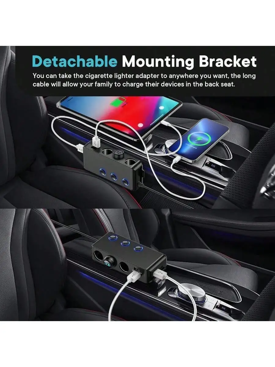 Car Power Adapter 222W 3 Socket USB Charger With LED Voltage Display Independent Switches
Car Power Adapter 222W 3 Socket USB Charger With LED Voltage Display Independent Switches