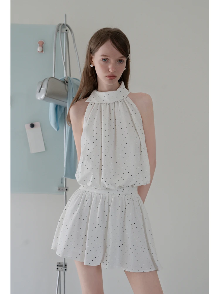 White Polka Dot off Shoulder Sleeveless Vest Puffy Half Skirt Set Women's Korean Style Casual Eggka Polyester Fiber Short Length
White Polka Dot off Shoulder Sleeveless Vest Puffy Half Skirt Set Women's Korean Style Casual Eggka Polyester Fiber Short Length