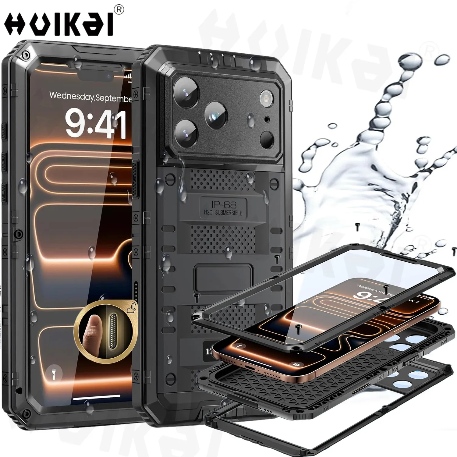 For iPhone 17 Pro Max 16 Pro 15 Waterproof Case Military Metal Case Built-in Screen Protector Heavy Duty Full Body Rugged Cover
For iPhone 17 Pro Max 16 Pro 15 Waterproof Case Military Metal Case Built-in Screen Protector Heavy Duty Full Body Rugged Cover