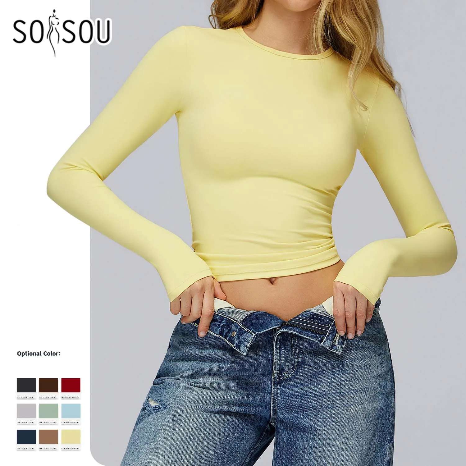 SOISOU нейлоновый женский топ с длинными рукавами для бега и йоги пуш-ап с круглым вырезом пуловер для пилатеса спортивная высокоэластичная футболка для фитнеса
SOISOU нейлоновый женский топ с длинными рукавами для бега и йоги пуш-ап с круглым вырезом пуловер для пилатеса спортивная высокоэластичная футболка для фитнеса