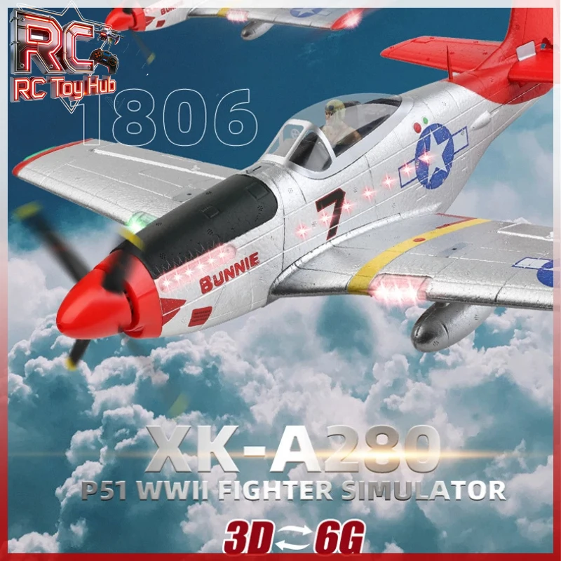 WLtoys XK A280 4CH RC Airplane P51 Mustang Fixed Wing Foam Glider Electric Aircraft Outdoor Hobby Toy Gift for RC Aviation Fans
WLtoys XK A280 4CH RC Airplane P51 Mustang Fixed Wing Foam Glider Electric Aircraft Outdoor Hobby Toy Gift for RC Aviation Fans
