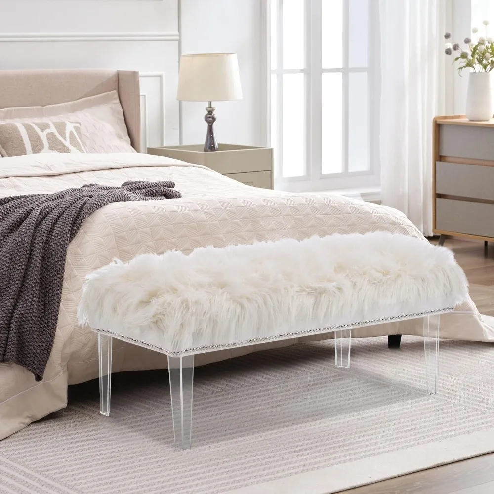 Современная белая османская скамейка из искусственного меха - мягкая пушистая скамейка с акриловыми ножками для спальни, гостиной, прихожей, туалетного столика
Современная белая османская скамейка из искусственного меха - мягкая пушистая скамейка с акриловыми ножками для спальни, гостиной, прихожей, туалетного столика