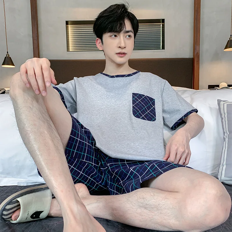 4XL Big Size Men's Cotton Pajamas Summer Short Sleeve Tops Lattice Short Pants Sets Can Wear Outside Korean Youth Loungewear
4XL Big Size Men's Cotton Pajamas Summer Short Sleeve Tops Lattice Short Pants Sets Can Wear Outside Korean Youth Loungewear