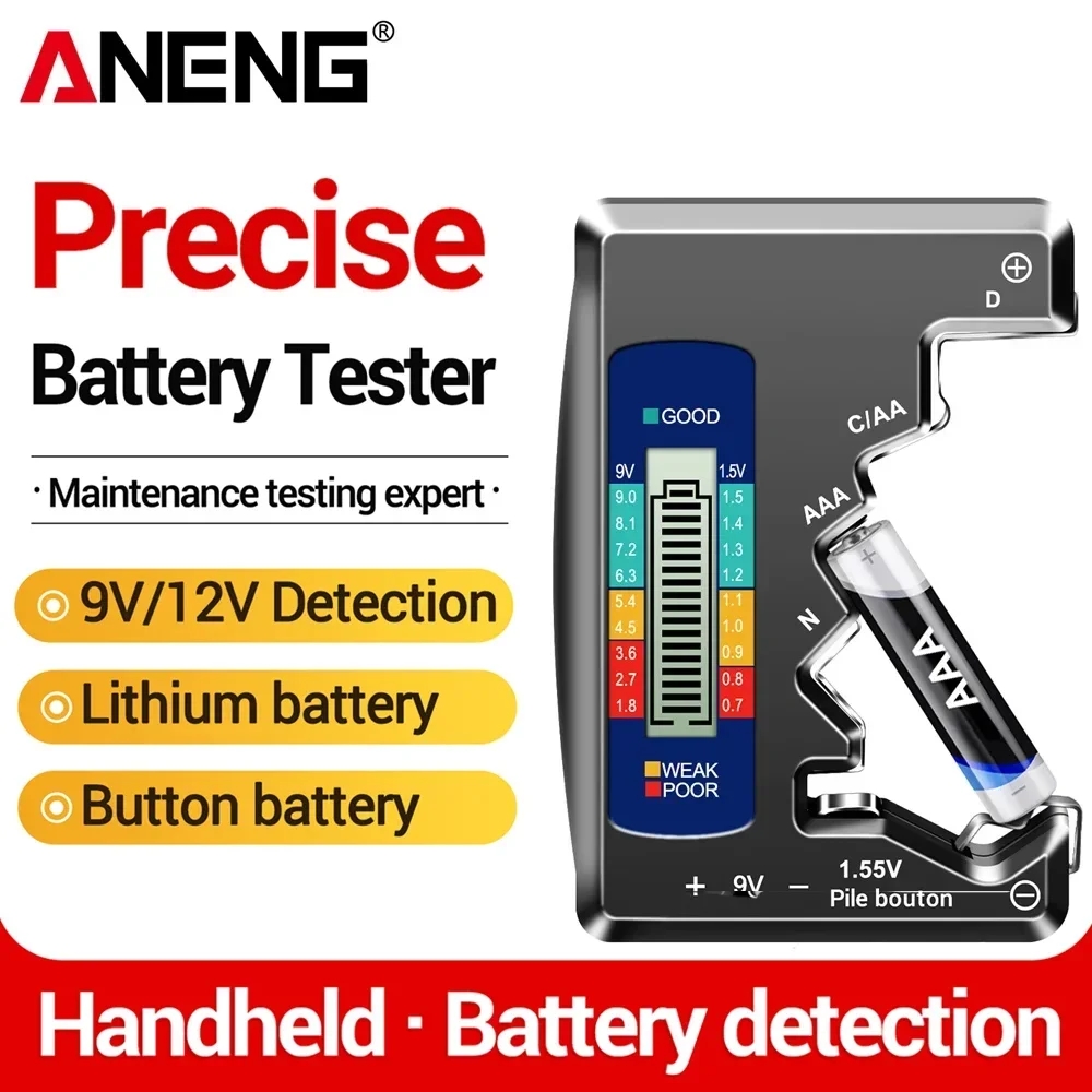 LCD Display Battery Testers ANENG C AA AAA D N 9V 1.55V Universal Button Cell Volt Capacity Check Detector Capacitance Tools
LCD Display Battery Testers ANENG C AA AAA D N 9V 1.55V Universal Button Cell Volt Capacity Check Detector Capacitance Tools