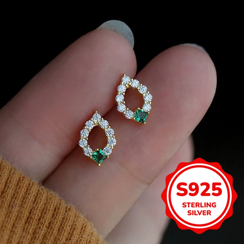 S925 authentic sterling silver gold-plated stud earrings for women, horse eye green diamond, versatile, elegant retro, light
S925 authentic sterling silver gold-plated stud earrings for women, horse eye green diamond, versatile, elegant retro, light
