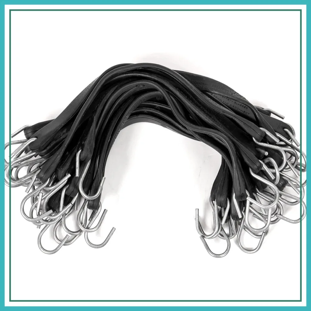 50 Pack Rubber Bungee Cords with S-Hooks, 21 Inch (32 Inch Stretch) for Flatbed Tarps, Trailers, Motorcycles, Cargo, Canopies
50 Pack Rubber Bungee Cords with S-Hooks, 21 Inch (32 Inch Stretch) for Flatbed Tarps, Trailers, Motorcycles, Cargo, Canopies