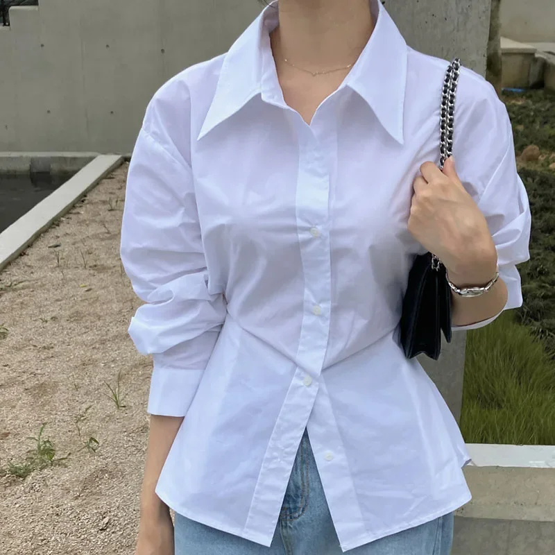 Summer Casual Women White Shirt Korean Elegant Waist Slim Long Sleeve Blouse Y2K Fashion Office Lady Single Breasted Shirts
Summer Casual Women White Shirt Korean Elegant Waist Slim Long Sleeve Blouse Y2K Fashion Office Lady Single Breasted Shirts