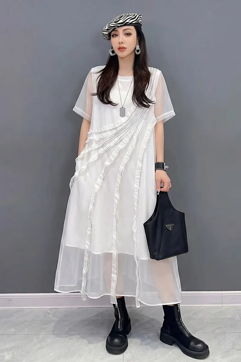 2026 Summer New Elegant Loose White O Neck Long Dresses Women Casual Short Sleeve Dress Wholesale J2308
2026 Summer New Elegant Loose White O Neck Long Dresses Women Casual Short Sleeve Dress Wholesale J2308