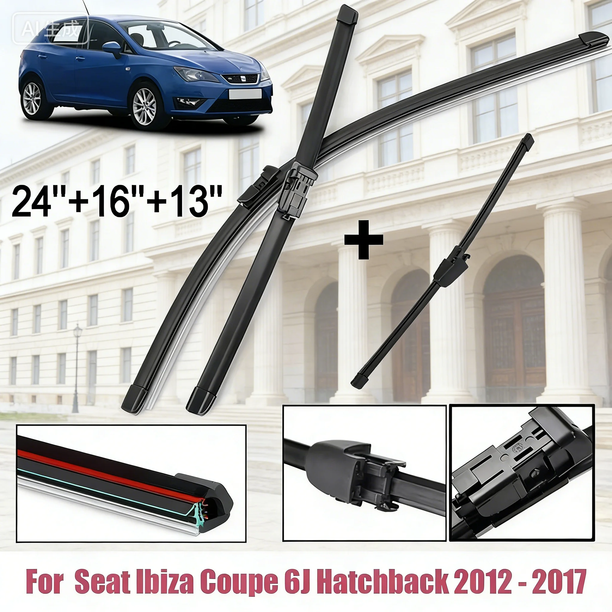 Wiper Front&Rear Wiper Blades Set For Seat Ibiza Coupe 6J Hatchback 2012-2017 Windscreen Windshield Window send interface
Wiper Front&Rear Wiper Blades Set For Seat Ibiza Coupe 6J Hatchback 2012-2017 Windscreen Windshield Window send interface