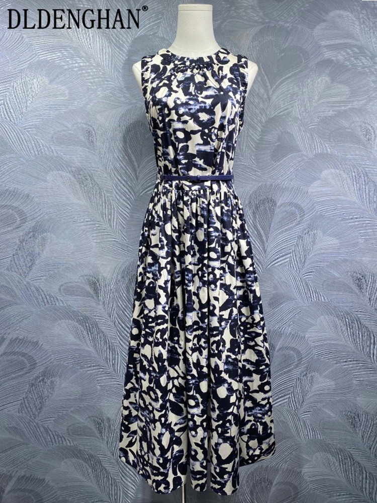 DLDENGHAN Women's O-Neck Sleeveless Sashes Vintage Print Cotton Vest Dresses Fashion Summer Female
DLDENGHAN Women's O-Neck Sleeveless Sashes Vintage Print Cotton Vest Dresses Fashion Summer Female