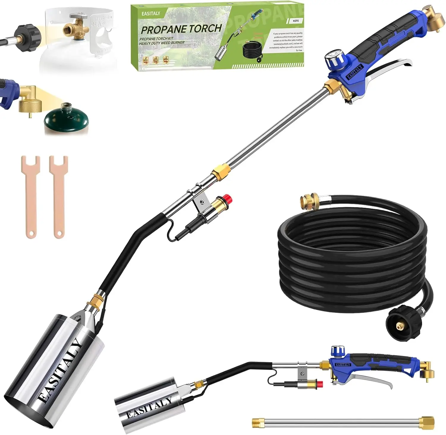 Propane Torch Weed Burner Kit with 12.5FT Hose, Heavy Duty Flamethrower for Weeding, Roofing, Snow Melting
Propane Torch Weed Burner Kit with 12.5FT Hose, Heavy Duty Flamethrower for Weeding, Roofing, Snow Melting