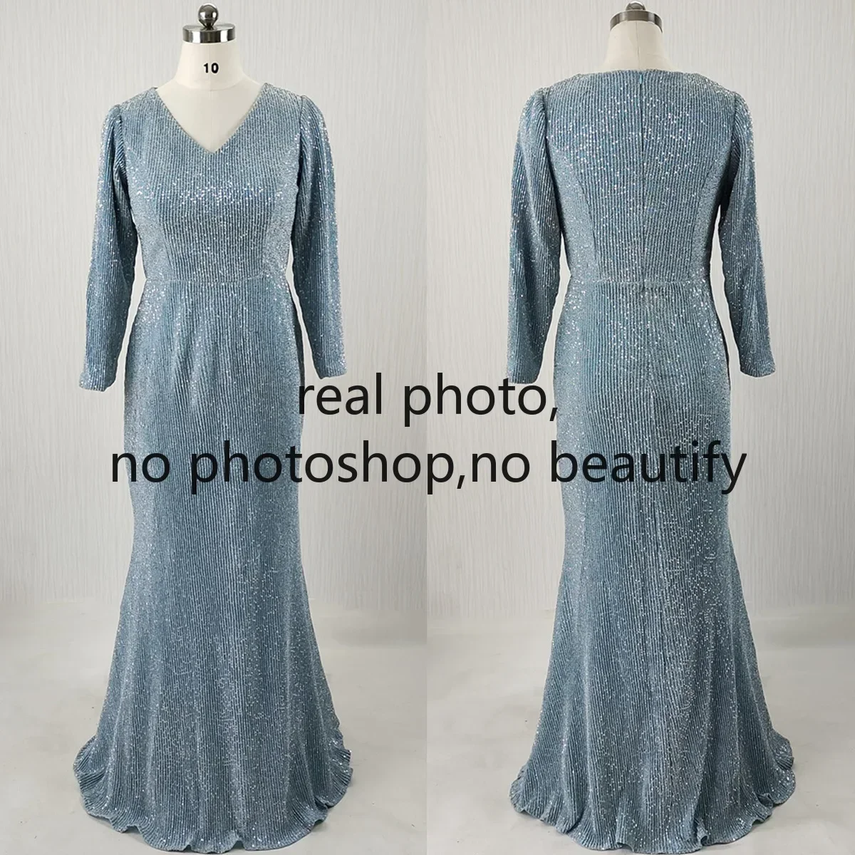 Real Photo Customized Evening Dress Blue Sequins V-neck Full Sleeves Mermaid Floor Length Plus size Woman Party FOrmal Gown K021
Real Photo Customized Evening Dress Blue Sequins V-neck Full Sleeves Mermaid Floor Length Plus size Woman Party FOrmal Gown K021