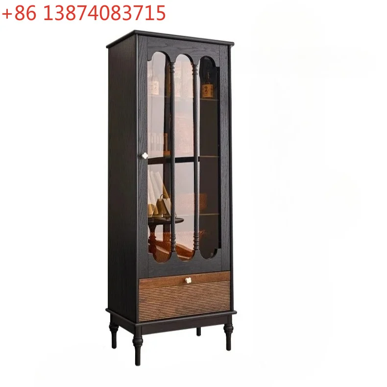 French retro all-solid wood wine cabinet living room by the wall American small TV side cabinet household glass display cabinet
French retro all-solid wood wine cabinet living room by the wall American small TV side cabinet household glass display cabinet
