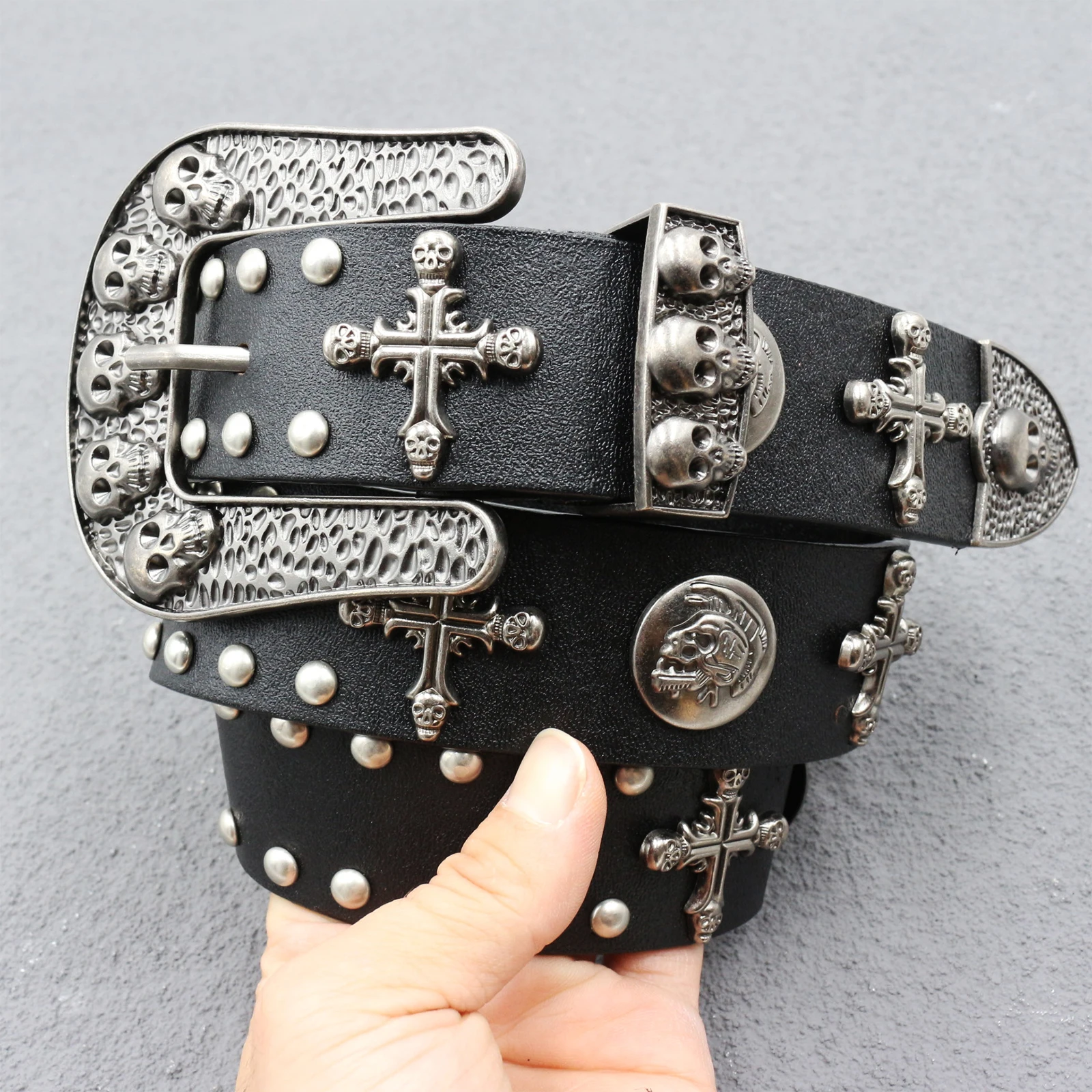 Skull Buckle 3-Piece Set cross Men Belt Punk Rivet Jeans Belts For WOMEN Genuine Leather NEW Metal Rivet Cowboy Belt Y2K Leather
Skull Buckle 3-Piece Set cross Men Belt Punk Rivet Jeans Belts For WOMEN Genuine Leather NEW Metal Rivet Cowboy Belt Y2K Leather