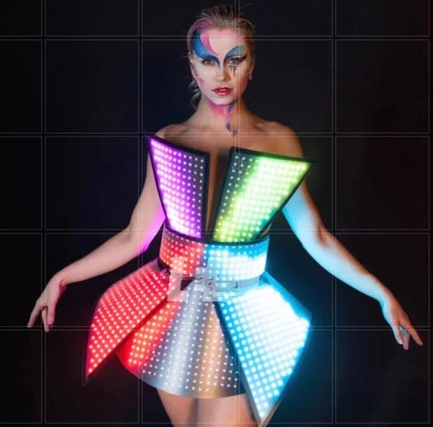 Concert LED Dress show outfit nightclub bar gogo technology outfits luminous costume Stage performance costumes
Concert LED Dress show outfit nightclub bar gogo technology outfits luminous costume Stage performance costumes