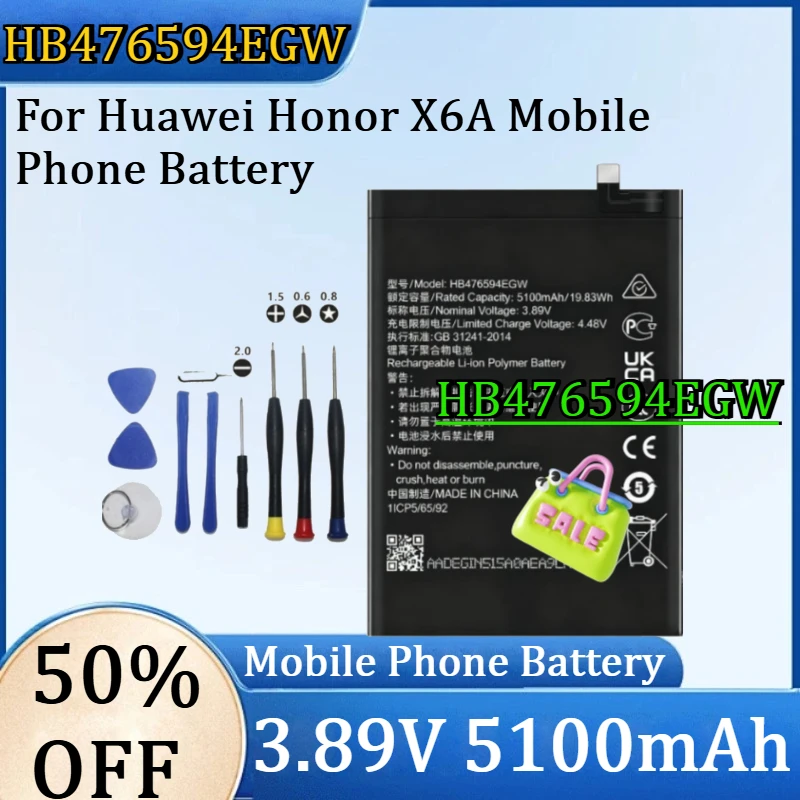 For Huawei Honor X6A Mobile Phone Battery New HB476594EGW 3.89V 5100mAh High Quality Battery
For Huawei Honor X6A Mobile Phone Battery New HB476594EGW 3.89V 5100mAh High Quality Battery