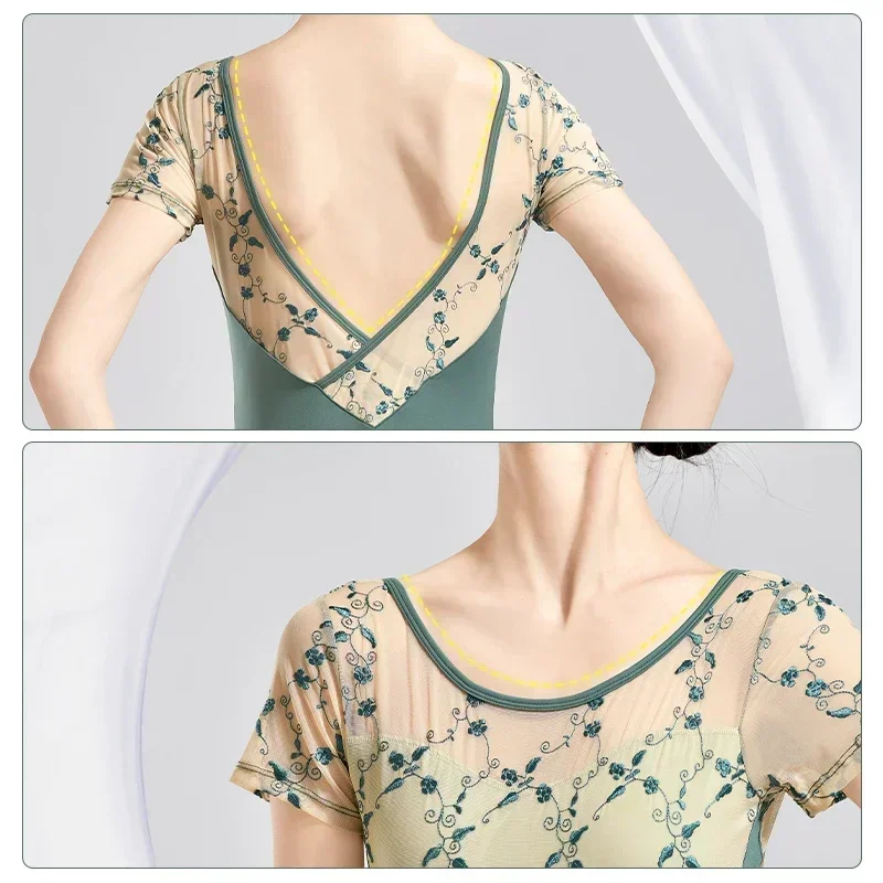 Ballet Leotards For Women Embroidery Mesh Splice Adult Dance Leotard V Back Elegant Ballet Leotard for Gymnastics
Ballet Leotards For Women Embroidery Mesh Splice Adult Dance Leotard V Back Elegant Ballet Leotard for Gymnastics