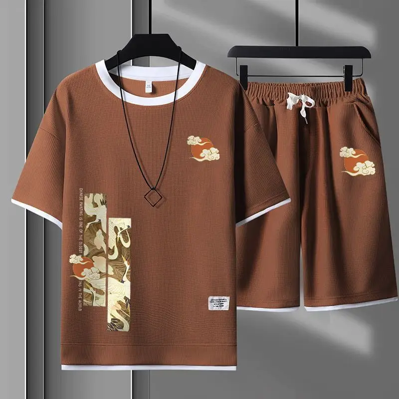 Mens Loose Fit Summer Two Piece Set Oriental Style Print Short Sleeve Tee and Shorts Casual Sportswear Teen Boy Fashion Ensemble
Mens Loose Fit Summer Two Piece Set Oriental Style Print Short Sleeve Tee and Shorts Casual Sportswear Teen Boy Fashion Ensemble