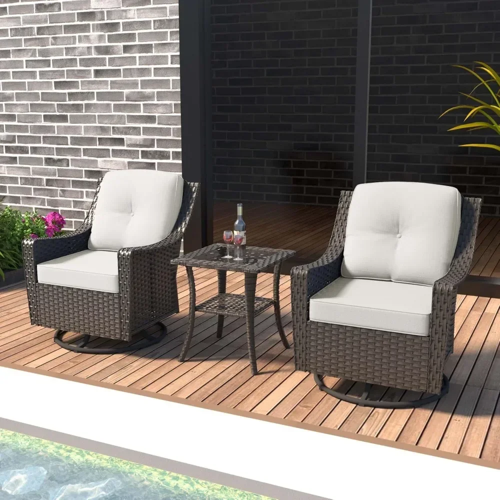 3Piece Outdoor Patio Furniture Set,PE Wicker Swivel Glider Chairs with Tempered Glass Table, All-Weather Waterproof for,Backyard
3Piece Outdoor Patio Furniture Set,PE Wicker Swivel Glider Chairs with Tempered Glass Table, All-Weather Waterproof for,Backyard