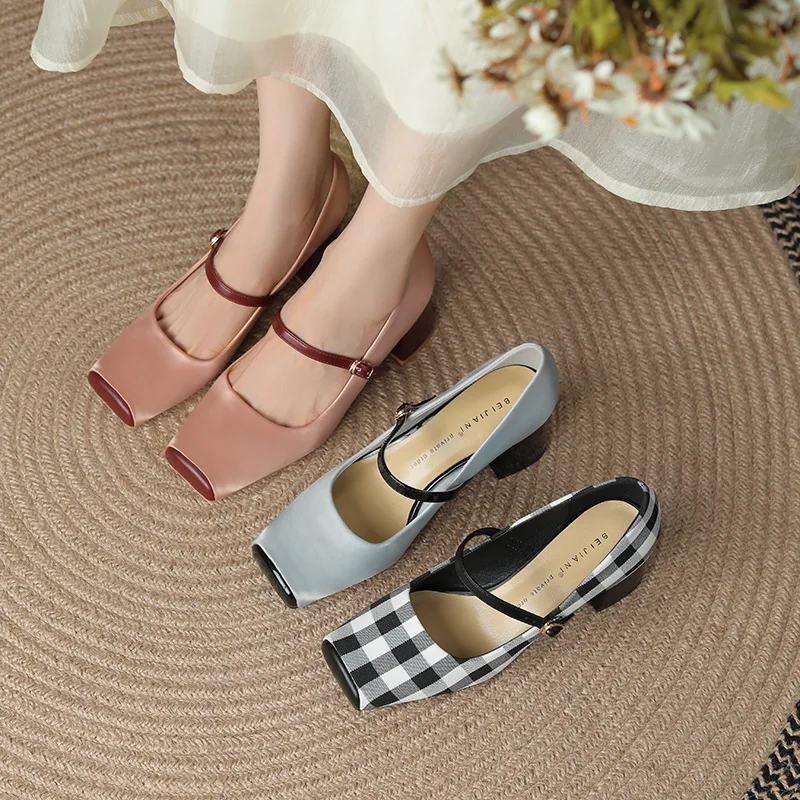 Women's High Heels Women 2025 Spring Soft Leather Pink Square Head Chunky Heel Comfortable Square Toe Mary Jane Single Shoes
Women's High Heels Women 2025 Spring Soft Leather Pink Square Head Chunky Heel Comfortable Square Toe Mary Jane Single Shoes