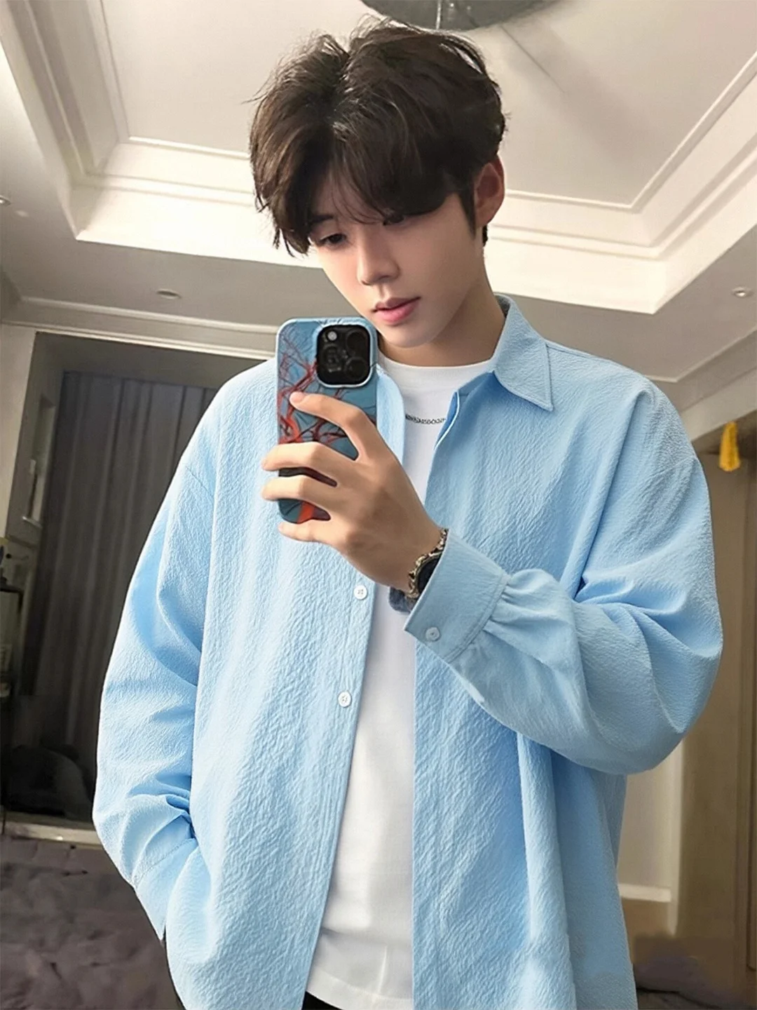 Cleanfit Light Blue Bubble irt Men's Summer Thin Ice Silk Long Sve Beach Sun Protection Outerwear Loose Fit Striped Butt...
Cleanfit Light Blue Bubble irt Men's Summer Thin Ice Silk Long Sve Beach Sun Protection Outerwear Loose Fit Striped Butt...