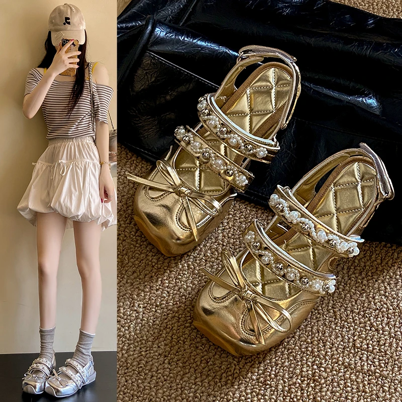 Square Toe Mary Jane Sandals Women Pearl Bow Decor Ankle Strap Breathable Casual Summer Daily Outdoor Ladies Flat Shoes
Square Toe Mary Jane Sandals Women Pearl Bow Decor Ankle Strap Breathable Casual Summer Daily Outdoor Ladies Flat Shoes