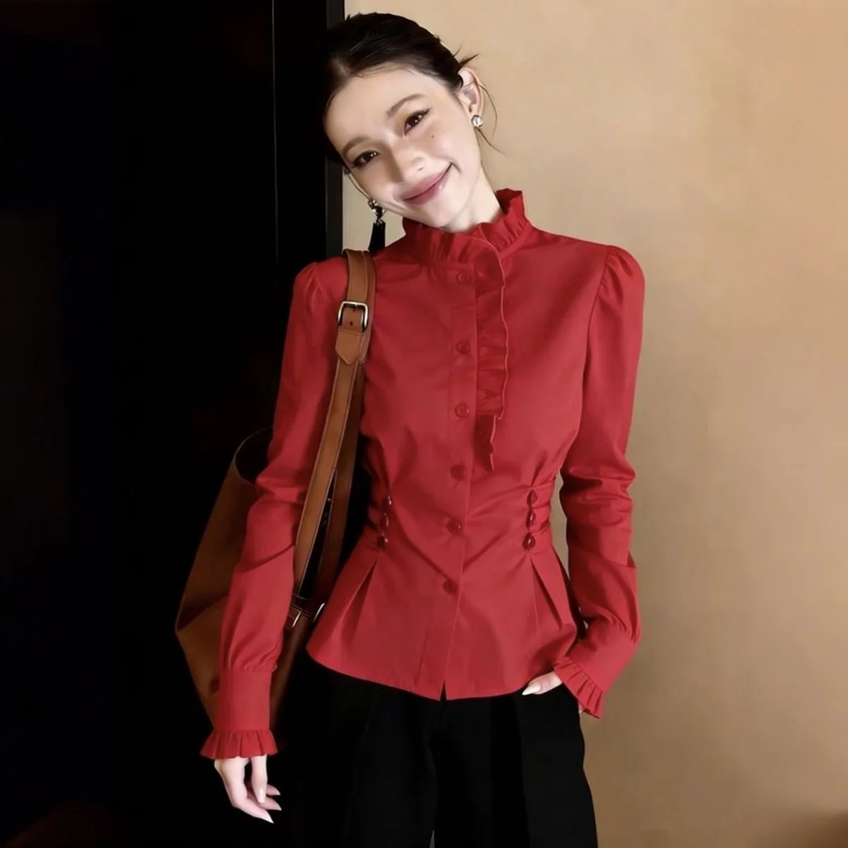 Spring 2026 Women's Slim Fit Shirt Red Design Sensation Waist-Cinching High-Quality Style Commute Fashion Polyester Long Sleeve
Spring 2026 Women's Slim Fit Shirt Red Design Sensation Waist-Cinching High-Quality Style Commute Fashion Polyester Long Sleeve