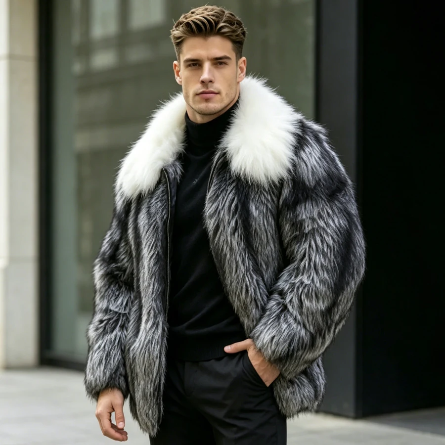 Natural Silver Fox Fur Jacket With White Fur Collar Real Fox Fur Zippered Jacket Furry Jacket Luxury Men's Winter Fur Jacket
Natural Silver Fox Fur Jacket With White Fur Collar Real Fox Fur Zippered Jacket Furry Jacket Luxury Men's Winter Fur Jacket