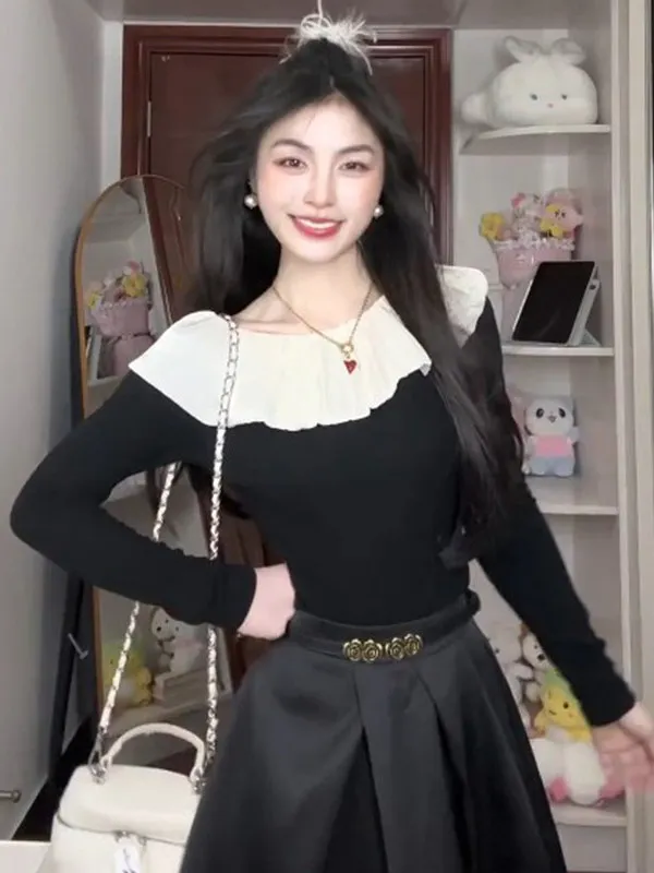 Bla Knitted One-oulder Hemline Women's Spring Autumn Slimming Versatile Top French Sle Soft Long Sve Full Coverage
Bla Knitted One-oulder Hemline Women's Spring Autumn Slimming Versatile Top French Sle Soft Long Sve Full Coverage