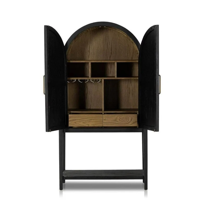 Light luxury solid wood oak wine cabinet arched double door environmental protection design stainless steel hardware black
Light luxury solid wood oak wine cabinet arched double door environmental protection design stainless steel hardware black