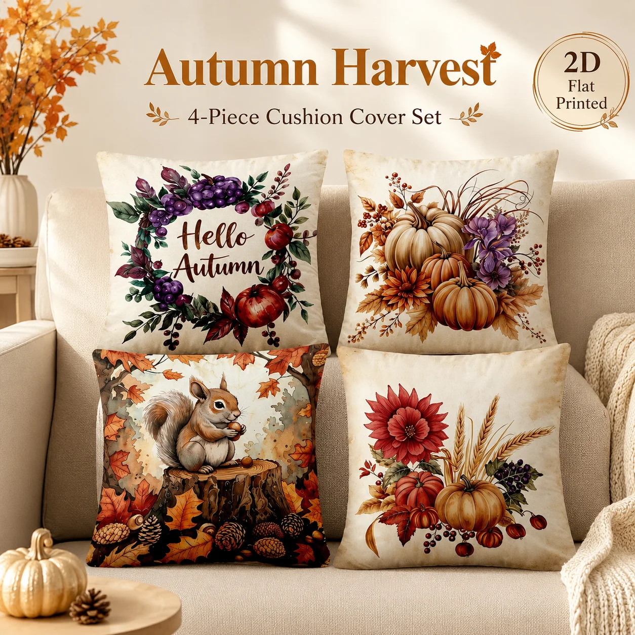 4Pcs Aesthetic Autumn Harvest Pillowcase Peach Skin 2D Flat Printed Squirrel Cushion Covers Coussin Room Decor Gift Idea
4Pcs Aesthetic Autumn Harvest Pillowcase Peach Skin 2D Flat Printed Squirrel Cushion Covers Coussin Room Decor Gift Idea