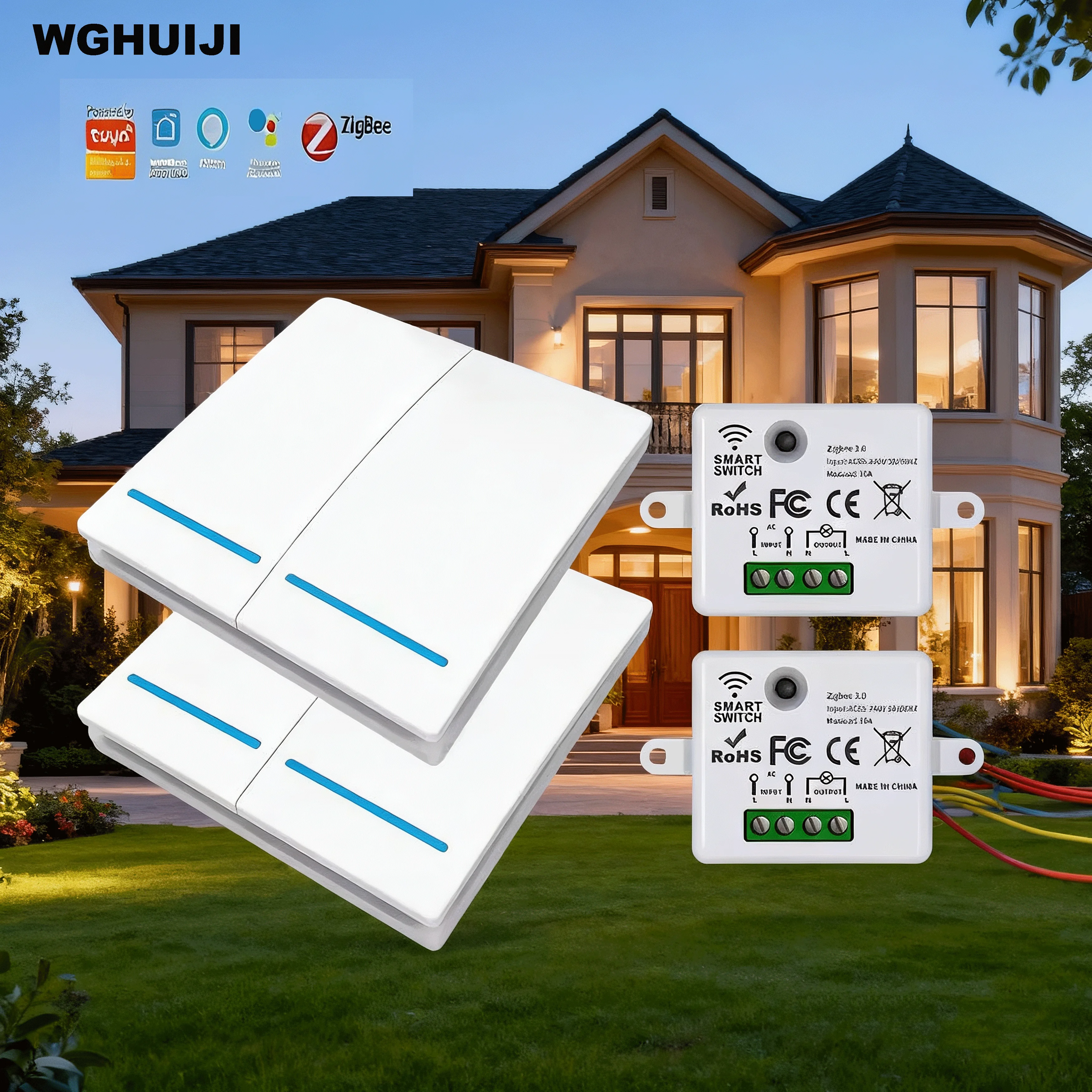 Zigbee Smart Switch Kit 1, 2, 3 sets with wireless touch remote control and Alexa Google Assistant voice command
Zigbee Smart Switch Kit 1, 2, 3 sets with wireless touch remote control and Alexa Google Assistant voice command