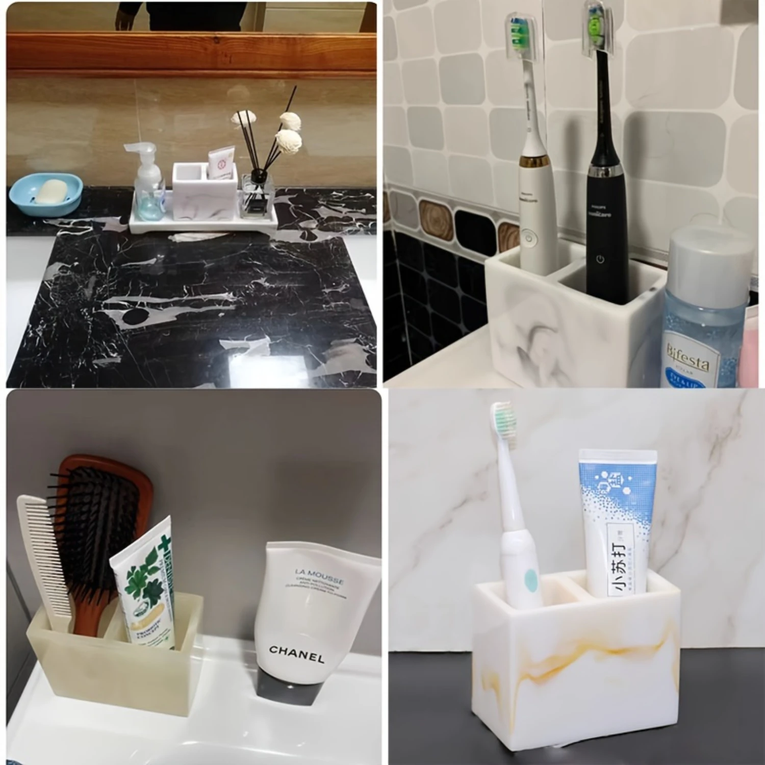 1pc Marble Effect Resin Toothbrush Holder, Luxury Nordic Style Toothbrush Stand, Multi-Compartment Bathroom Organizer, Elegant
1pc Marble Effect Resin Toothbrush Holder, Luxury Nordic Style Toothbrush Stand, Multi-Compartment Bathroom Organizer, Elegant