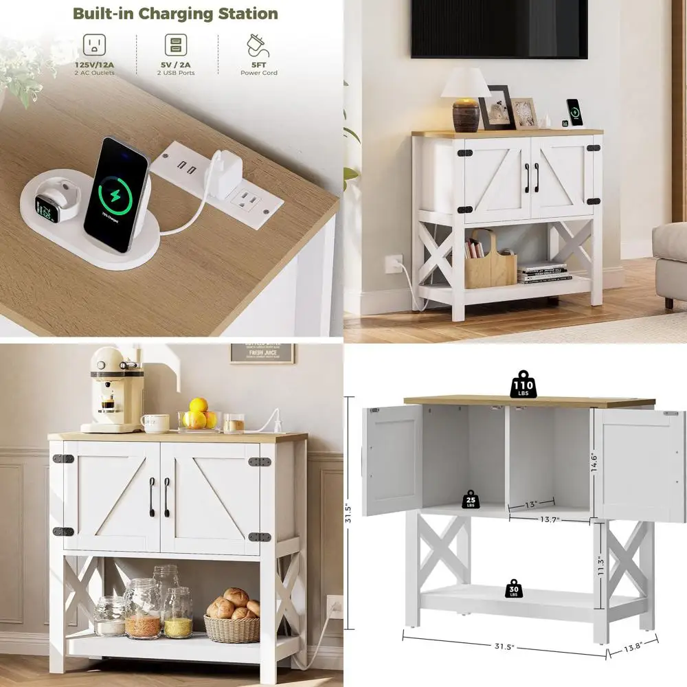 White Storage Console Table with Entryway Shelf and Power Outlets for Hallway, Kitchen, Living Room
White Storage Console Table with Entryway Shelf and Power Outlets for Hallway, Kitchen, Living Room