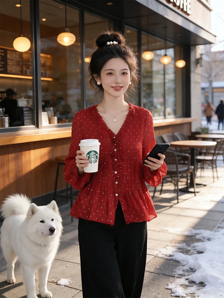 Floral Print Bell Sleeve Shirt Women's Spring Autumn New Style Design Sensation Lace Trim Looking Versatile Top
Floral Print Bell Sleeve Shirt Women's Spring Autumn New Style Design Sensation Lace Trim Looking Versatile Top