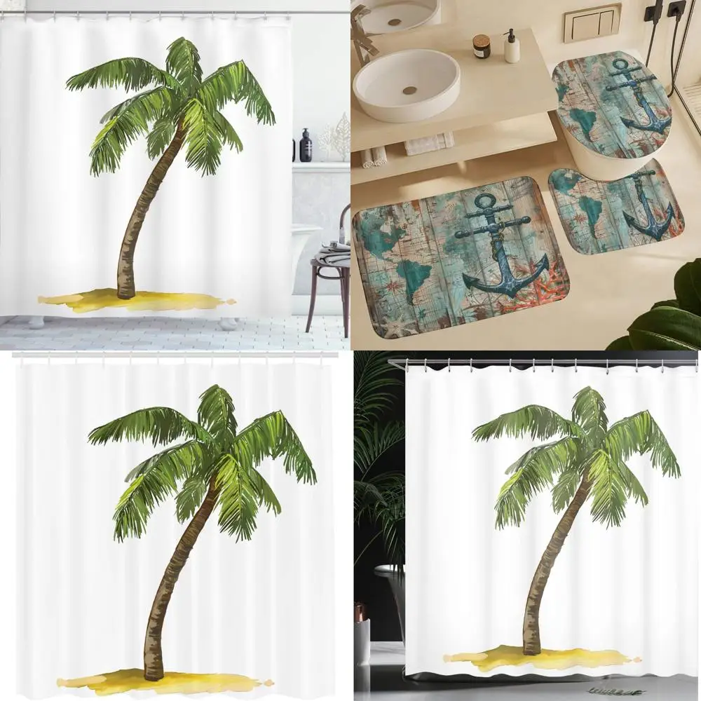 Занавеска для душа с тропическим оазис: спокойное пальмовое дерево и листва на сцене песочного пляжа
Занавеска для душа с тропическим оазис: спокойное пальмовое дерево и листва на сцене песочного пляжа