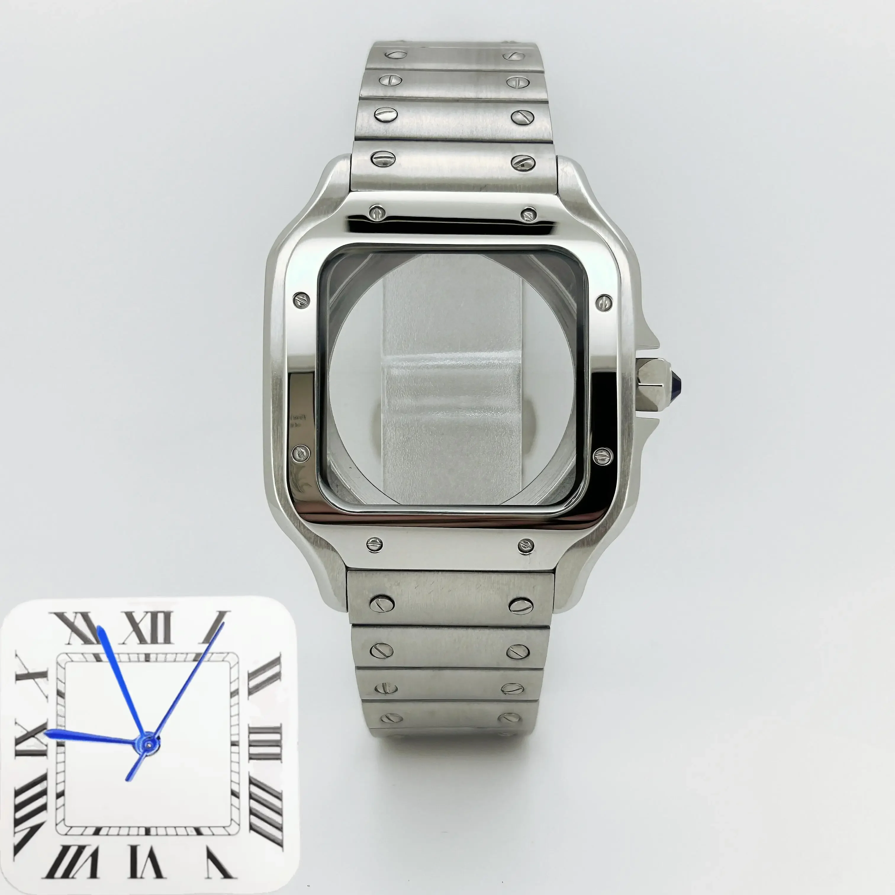 38mm Square Watch Case 27mm Dial Hands 316L Stainless Steel for Santos Modification Parts NH35 NH36 Movement Watch Accessories 
38mm Square Watch Case 27mm Dial Hands 316L Stainless Steel for Santos Modification Parts NH35 NH36 Movement Watch Accessories