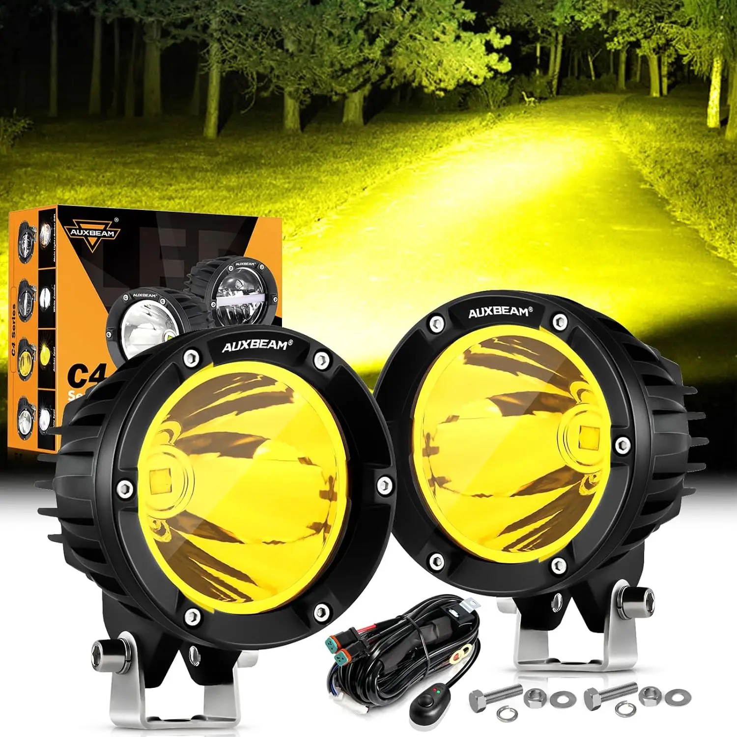 4In 72W Amber Fog Light, Round Led Offroad Light, 2PCS 7200LM Amber Light Pod with Wiring Harness Kit, Super Bright Driving Ligh
4In 72W Amber Fog Light, Round Led Offroad Light, 2PCS 7200LM Amber Light Pod with Wiring Harness Kit, Super Bright Driving Ligh