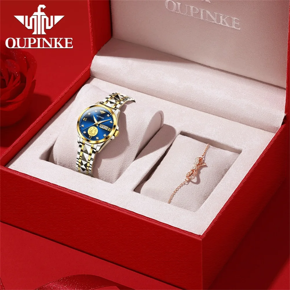 OUPINKE 3259 Womens Watch Original Luxury Mechanical Watch 50M Waterproof Luminous Date Watches For Women Sapphire Dual Calendar
OUPINKE 3259 Womens Watch Original Luxury Mechanical Watch 50M Waterproof Luminous Date Watches For Women Sapphire Dual Calendar