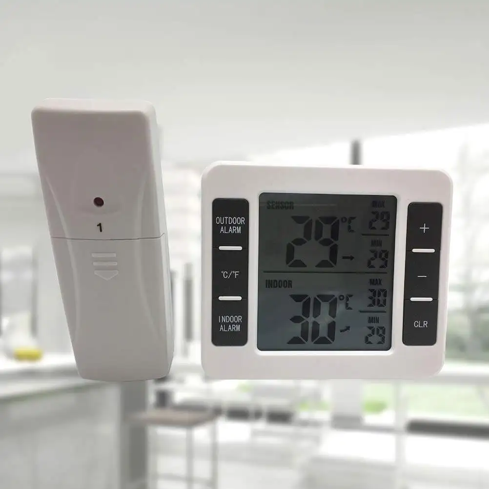 Digital Thermometer with Indoor Outdoor Temperature Monitoring LCD Display Clock Function Wall Mountable Stand for Home Bedroom
Digital Thermometer with Indoor Outdoor Temperature Monitoring LCD Display Clock Function Wall Mountable Stand for Home Bedroom