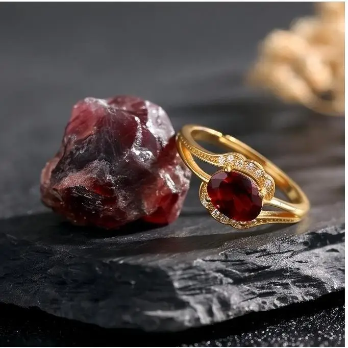 Natural Garnet Ring 7x5mm Oval Cut S925 Silver K Gold Plated Halo Adjustable Band January Birthstone Promise Gift for Women Her
Natural Garnet Ring 7x5mm Oval Cut S925 Silver K Gold Plated Halo Adjustable Band January Birthstone Promise Gift for Women Her