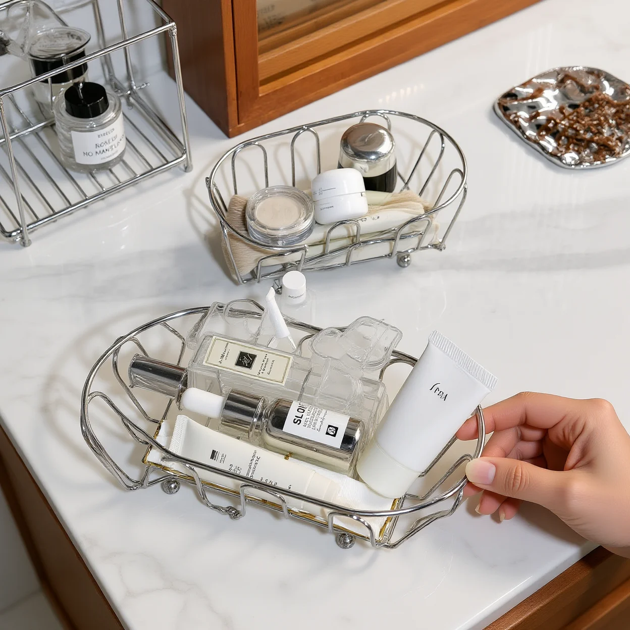 Countertop Organizer Hollow Design Stainless Steel Bath Basket Silver Storage Basket Water Draining Bathroom Storage Basket
Countertop Organizer Hollow Design Stainless Steel Bath Basket Silver Storage Basket Water Draining Bathroom Storage Basket