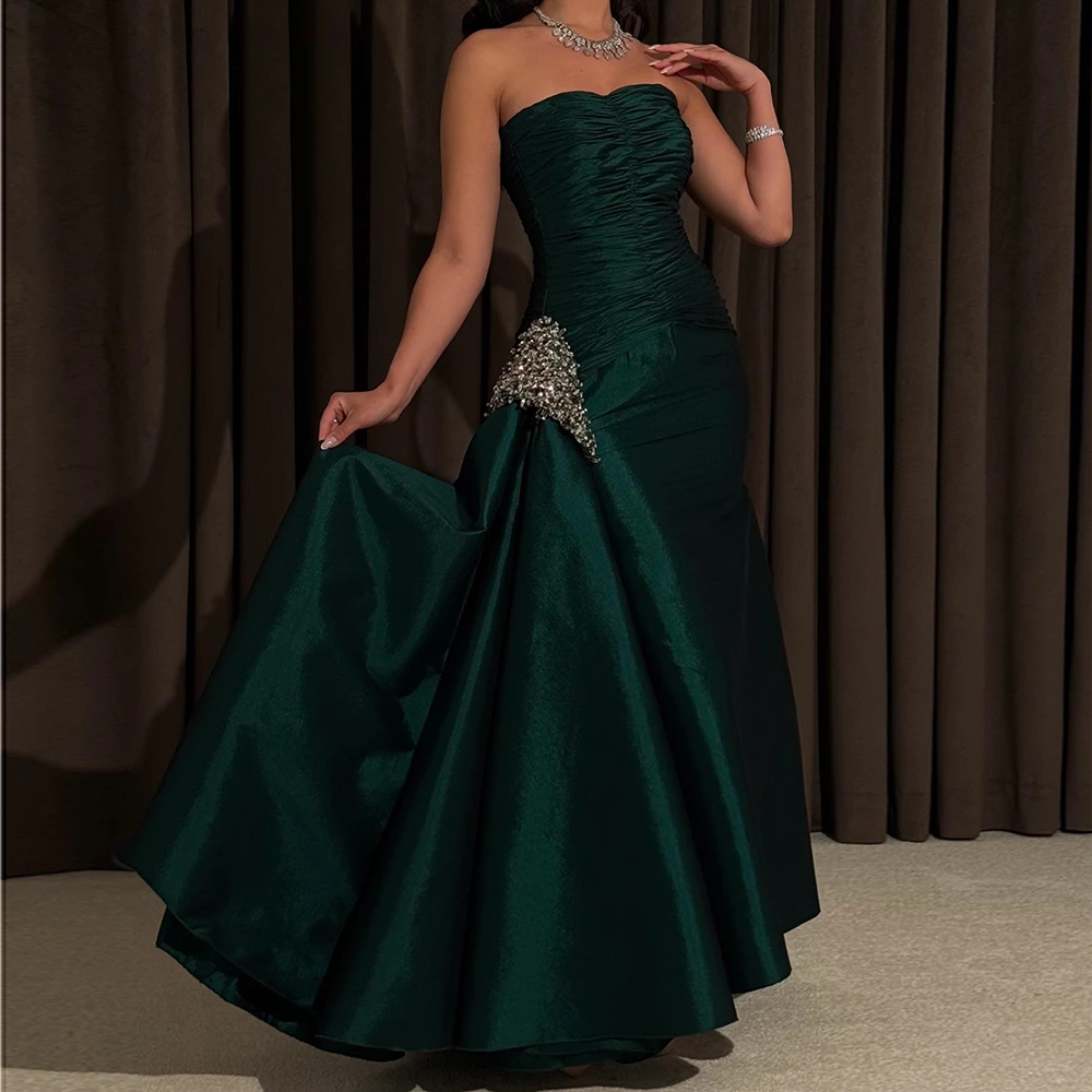 Women's A-line Evening Dresses Floor-length Strapless Sleeveless Prom Gown Fashion Crystal Simple Draped Customized Gowns
Women's A-line Evening Dresses Floor-length Strapless Sleeveless Prom Gown Fashion Crystal Simple Draped Customized Gowns