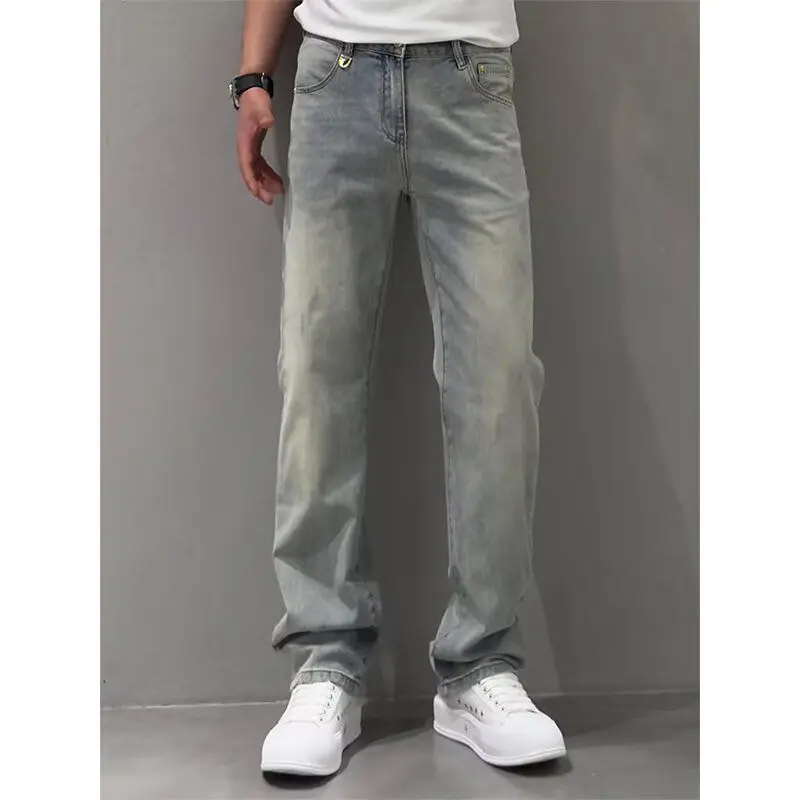 Модные ретро-джинсы с эффектом потертости, мужские свободные повседневные брюки прямого кроя длиной 9/10, весенне-осенние, в стиле High Street, крутые
Модные ретро-джинсы с эффектом потертости, мужские свободные повседневные брюки прямого кроя длиной 9/10, весенне-осенние, в стиле High Street, крутые