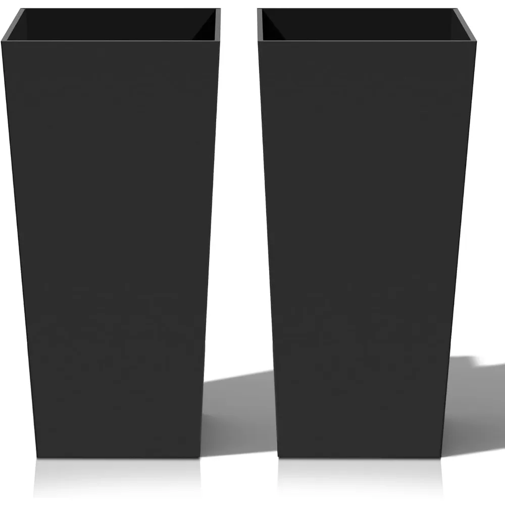 Tall Planters for Outdoor Plants, Large Resin Flower Pots for Garden, Front Porch, Patio, Indoor - Set of 2 
Tall Planters for Outdoor Plants, Large Resin Flower Pots for Garden, Front Porch, Patio, Indoor - Set of 2