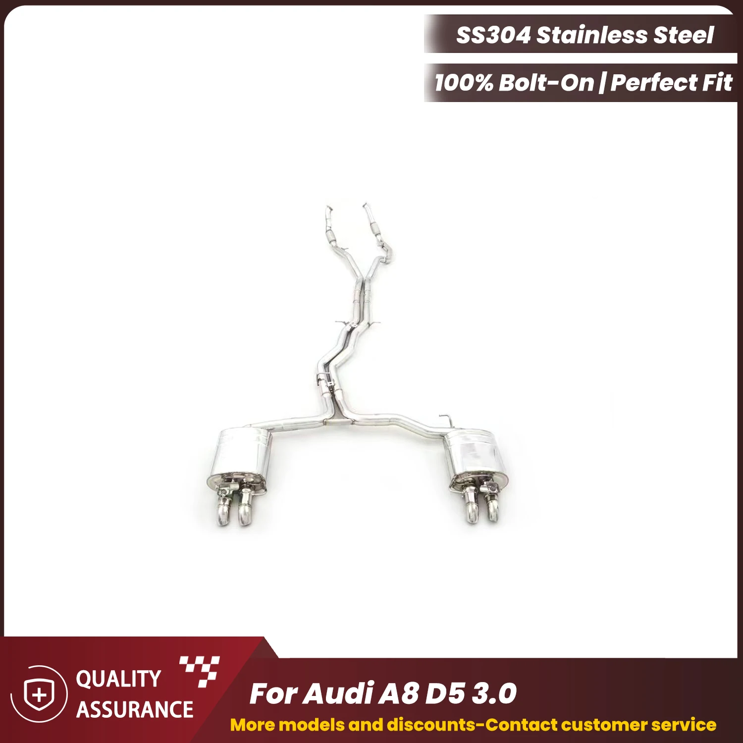 ECCF SUS304 OEM Valve Catback Performance Exhaust for Audi A8 D5 3.0 Aggressive Exhaust Sound Easy Installation
ECCF SUS304 OEM Valve Catback Performance Exhaust for Audi A8 D5 3.0 Aggressive Exhaust Sound Easy Installation