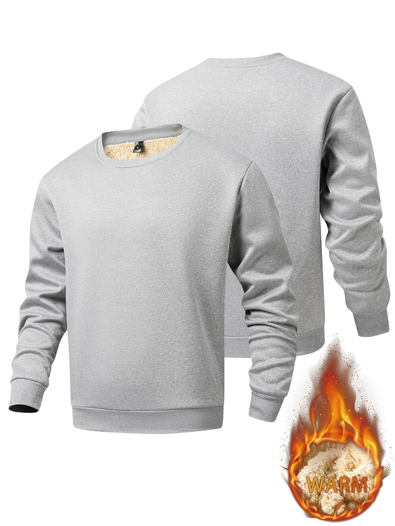 Men's thickened round neck sweatshirt with warm lamb fleece lining; basic pullover top for men's wear.
Men's thickened round neck sweatshirt with warm lamb fleece lining; basic pullover top for men's wear.