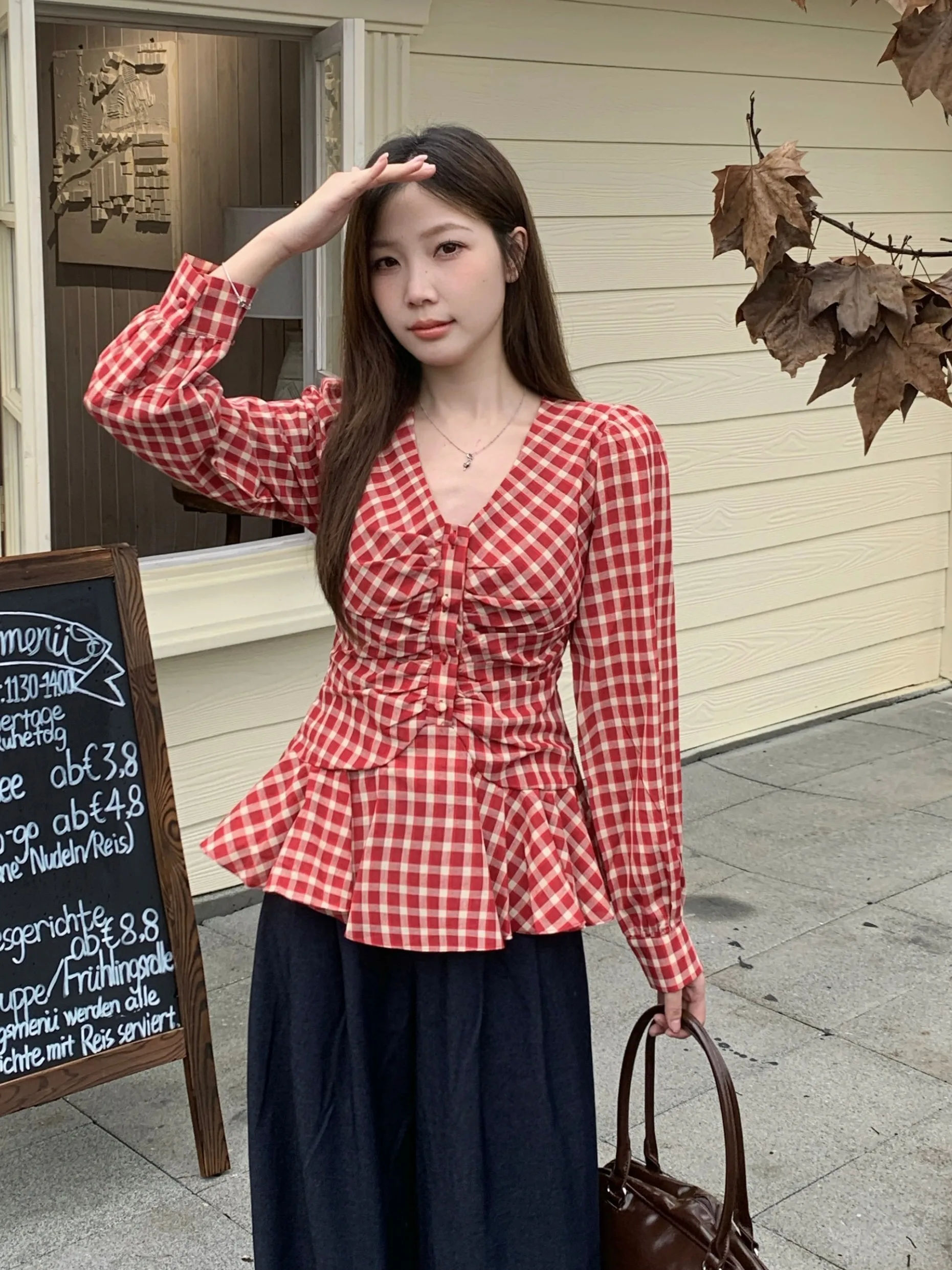 plus Size Women's Vintage Plaid irt V-Ne Long Sve Slimming High Waist Trendy Top for Autumn Korean Sle Commute Faion
plus Size Women's Vintage Plaid irt V-Ne Long Sve Slimming High Waist Trendy Top for Autumn Korean Sle Commute Faion